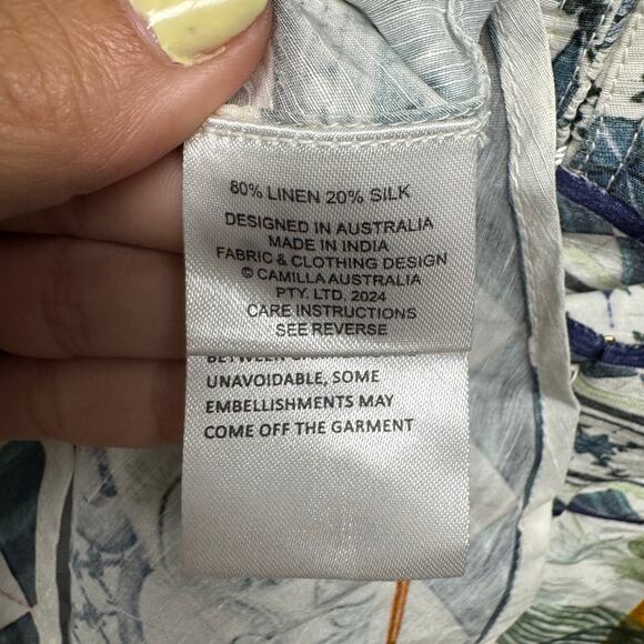 Camilla Jardim Party Silk Linen Blend Maxi Dress - Picture 8 of 13